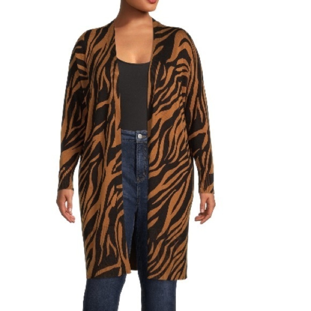 Terra & Sky Size 2X (20W-22W) Printed Cardigan Women’s Sweater NEW